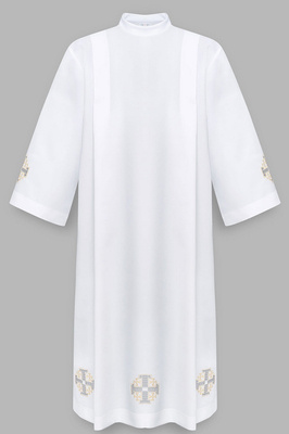 Alb with gold Jerusalem crosses A4-G