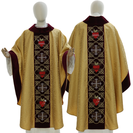 Chasuble gothique "Coeur de Jésus, Marie, Joseph" 908-A25g