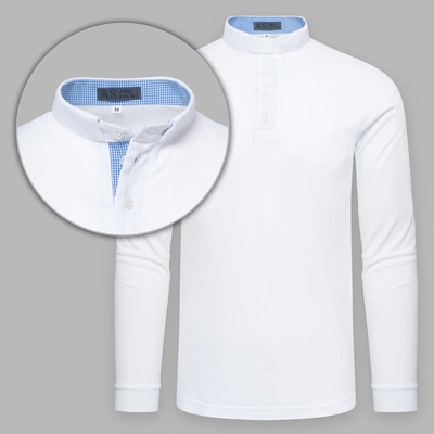 Biała koszulka polo z długim rękawem PD-B