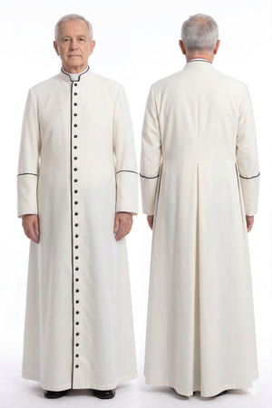 Talare bianca con finiture nere CASS-B-CZ