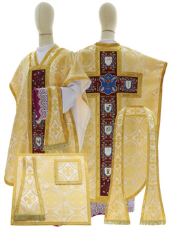 Chasuble en soie "Passion et résurrection de Jésus-Christ" F820-K8